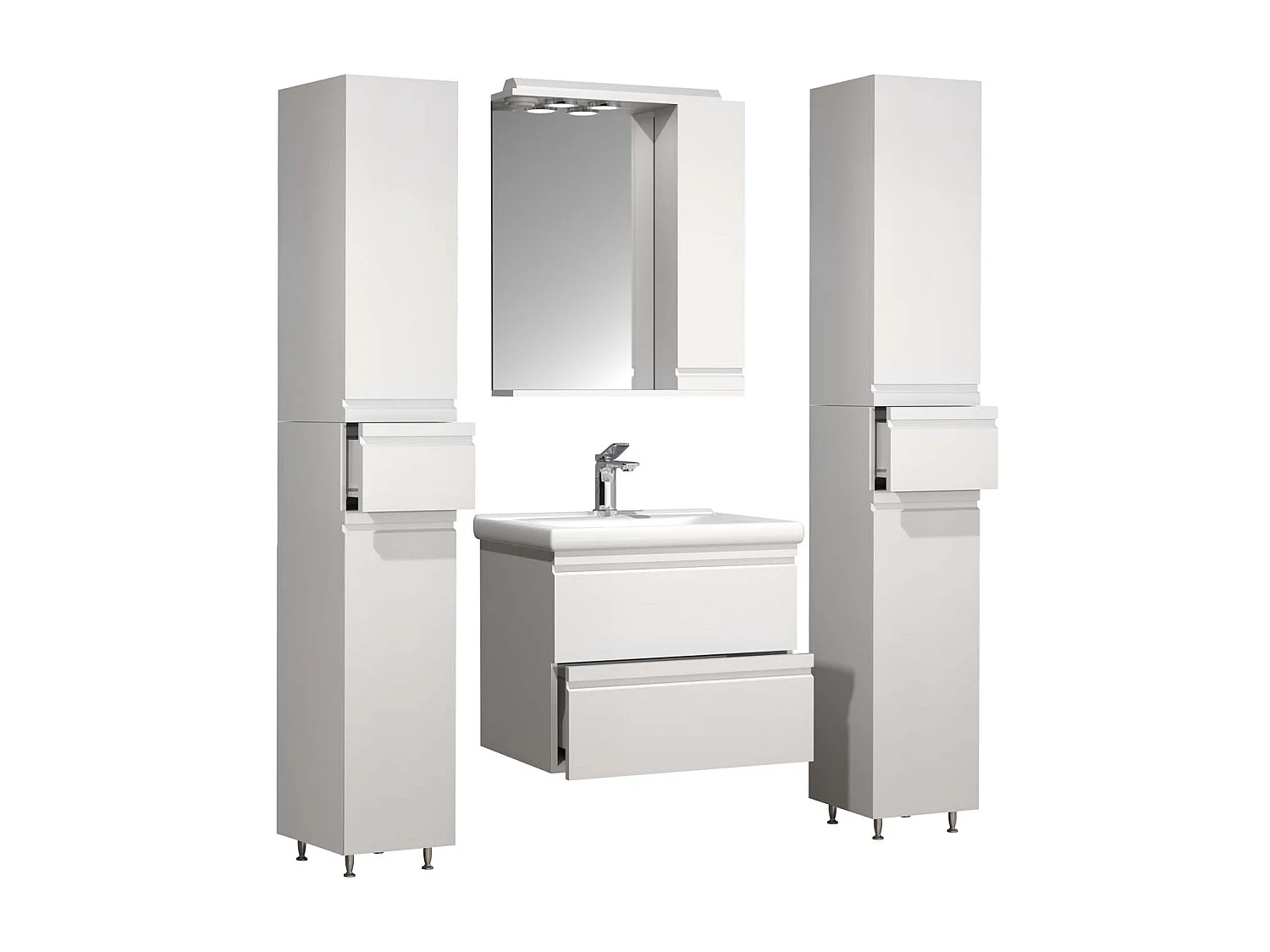 Bathroom furniture washbasin Silora White H. 180 x W. 120 x D. 46 cm