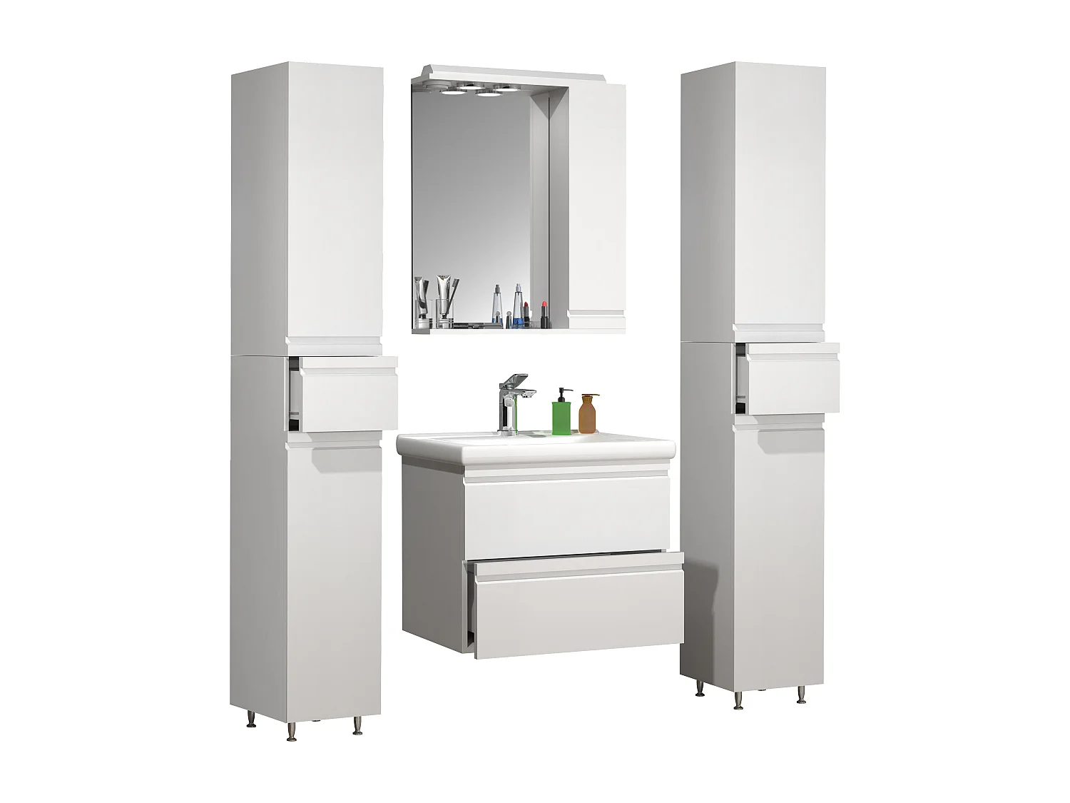 Bathroom furniture washbasin Silora White H. 180 x W. 120 x D. 46 cm