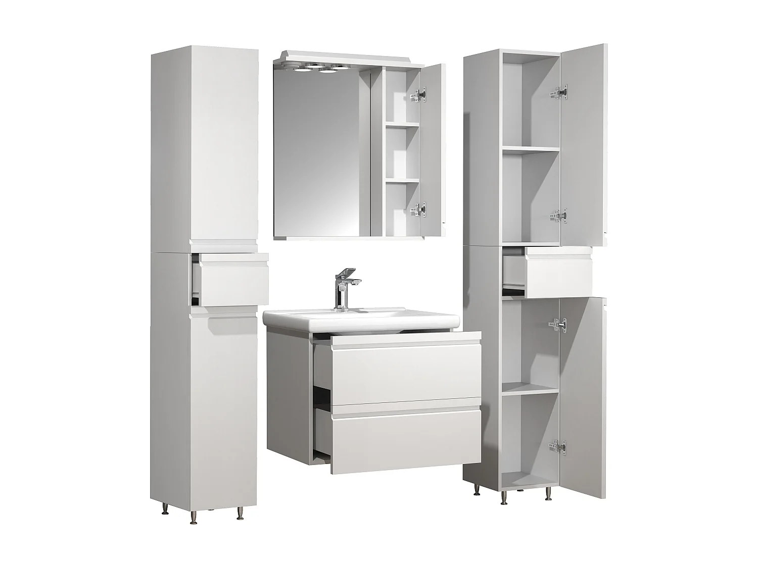 Bathroom furniture washbasin Silora White H. 180 x W. 120 x D. 46 cm