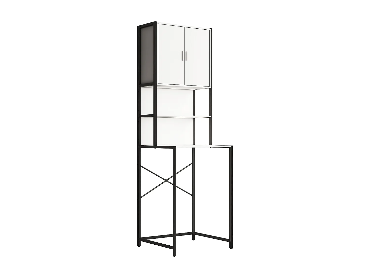 Bathroom furniture washing machine cabinet Edino White H. 189 x W. 64 x D. 48 cm