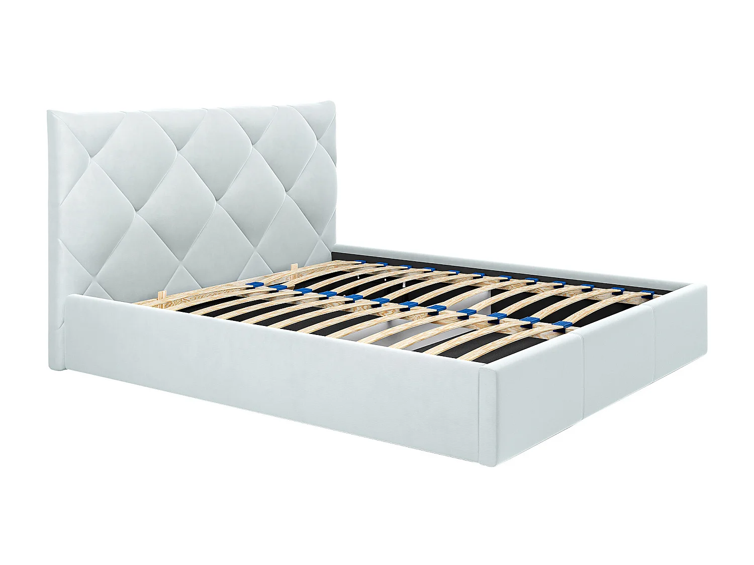 Bed met opbergruimte 160 x 200 cm - Velours - Lichtgrijs + matras - STARI van Pascal Morabito