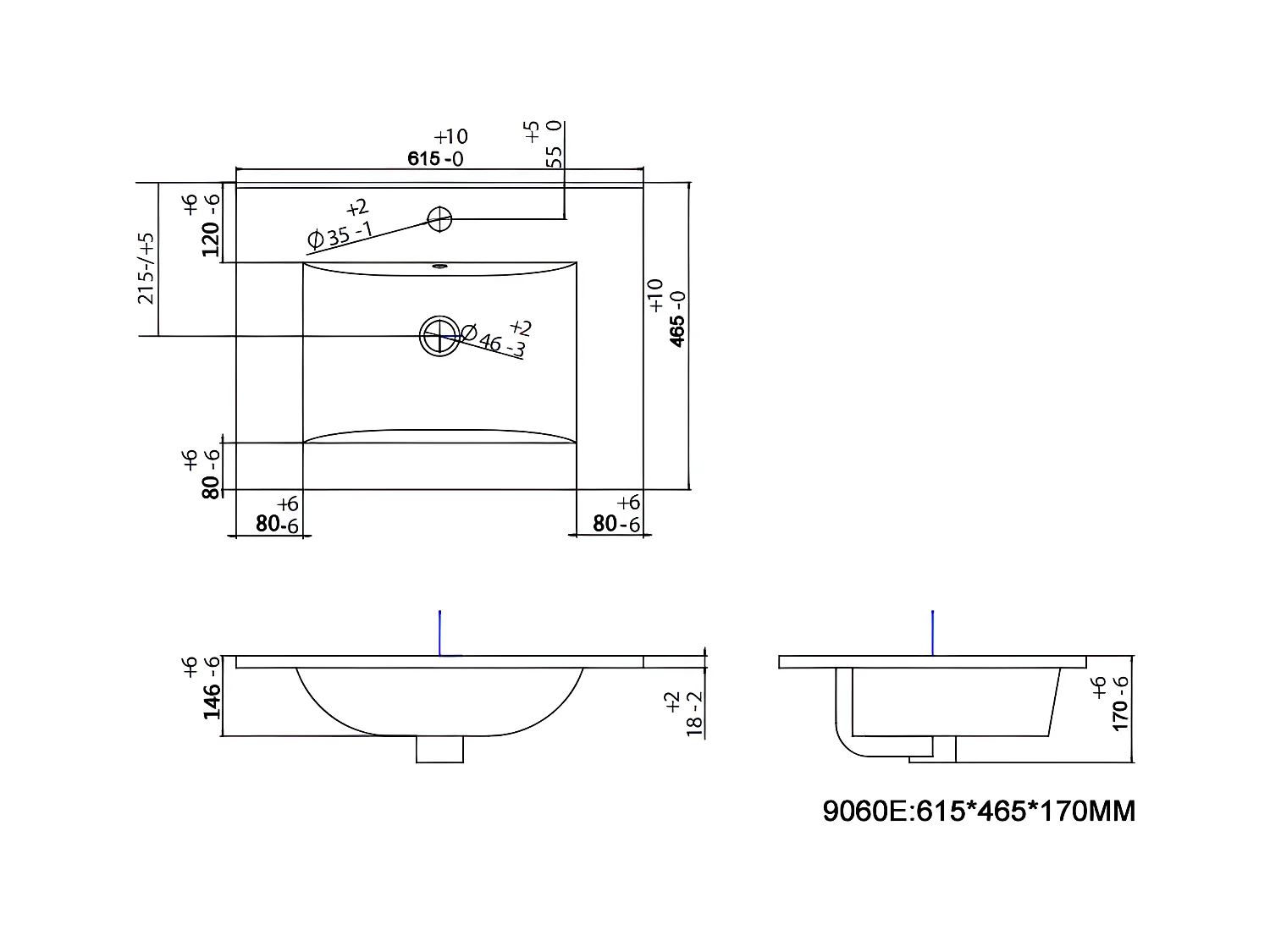 Roze gestreept hangmeubel voor badkamer met inbouwwastafel - 60 cm - SATARA