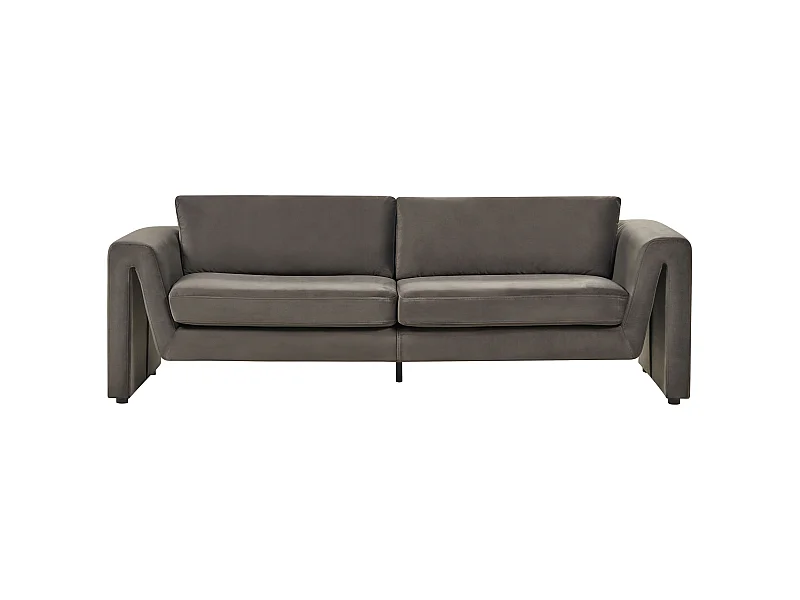3-Sitzer Sofa Samt grau dicke Sitzkissen breite Armlehnen modernes Design Maunu
