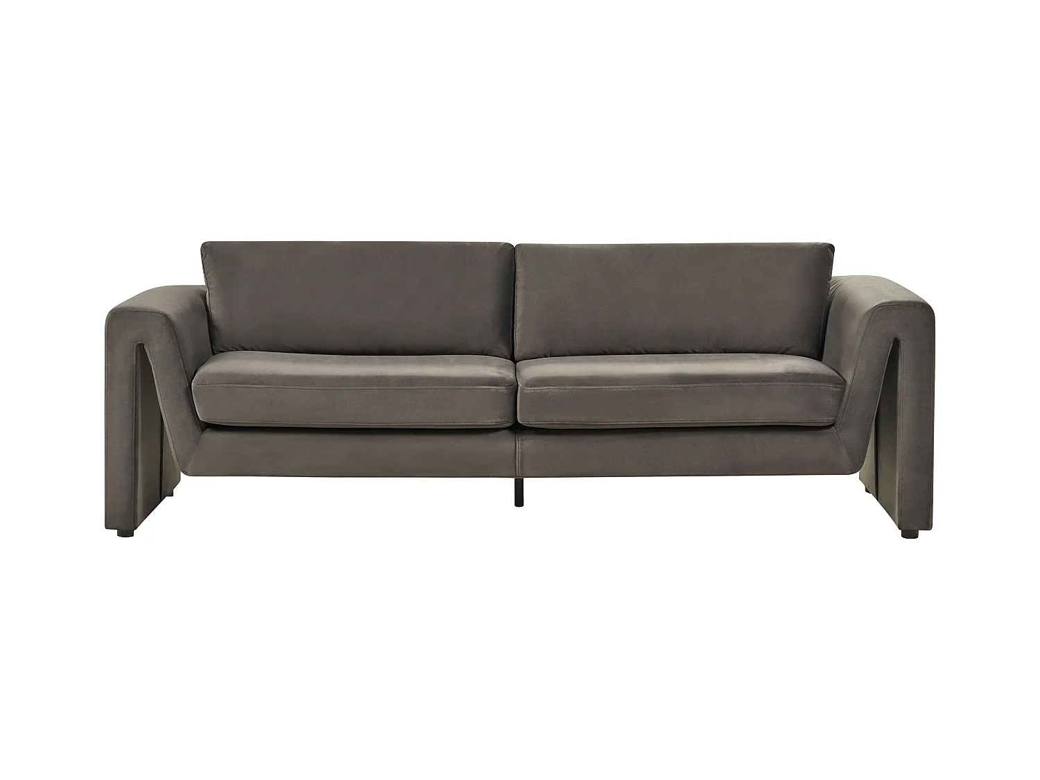 3-Sitzer Sofa Samt grau dicke Sitzkissen breite Armlehnen modernes Design Maunu