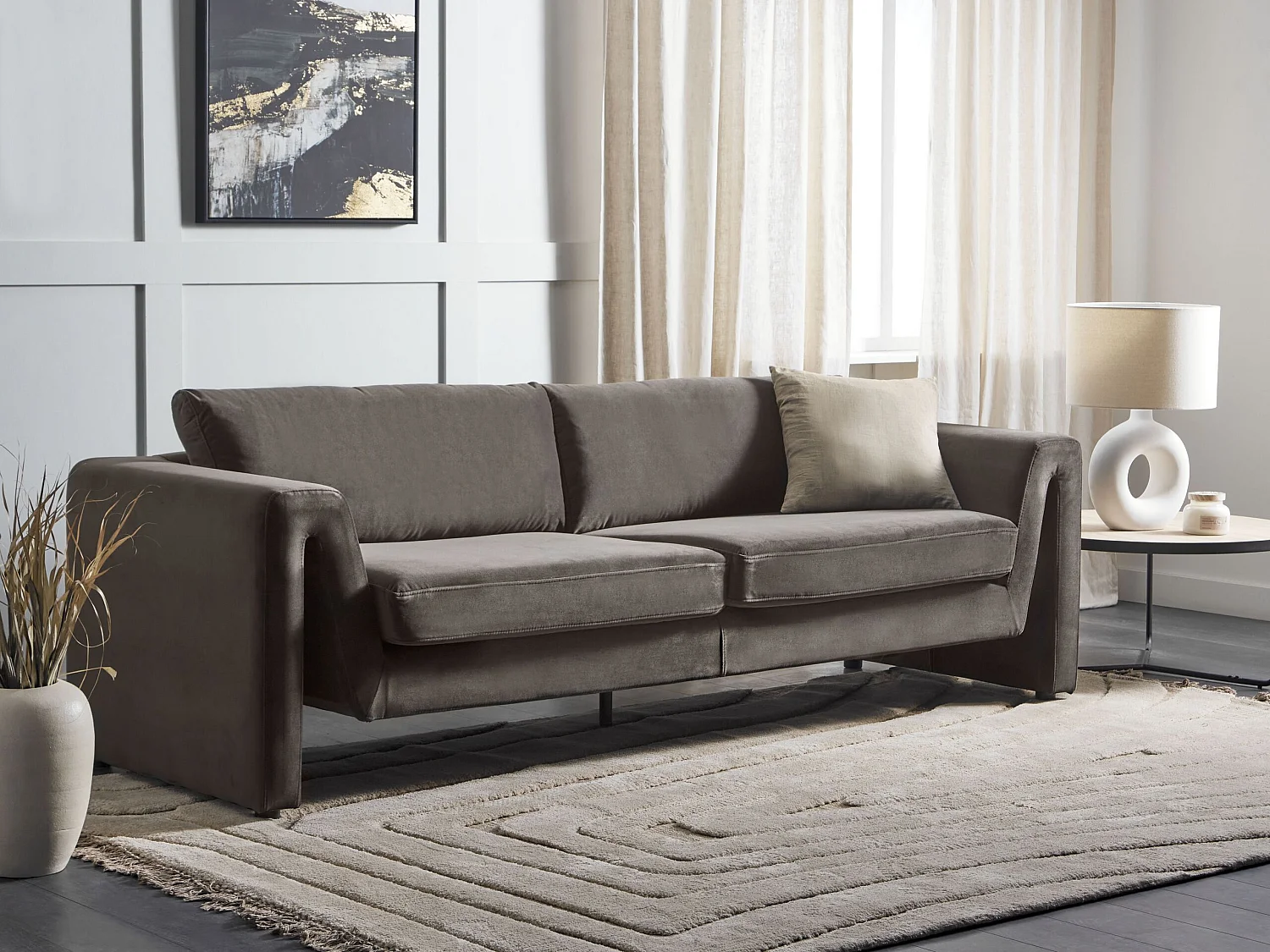 Canapé MAUNU Velours Gris graphite 3 places