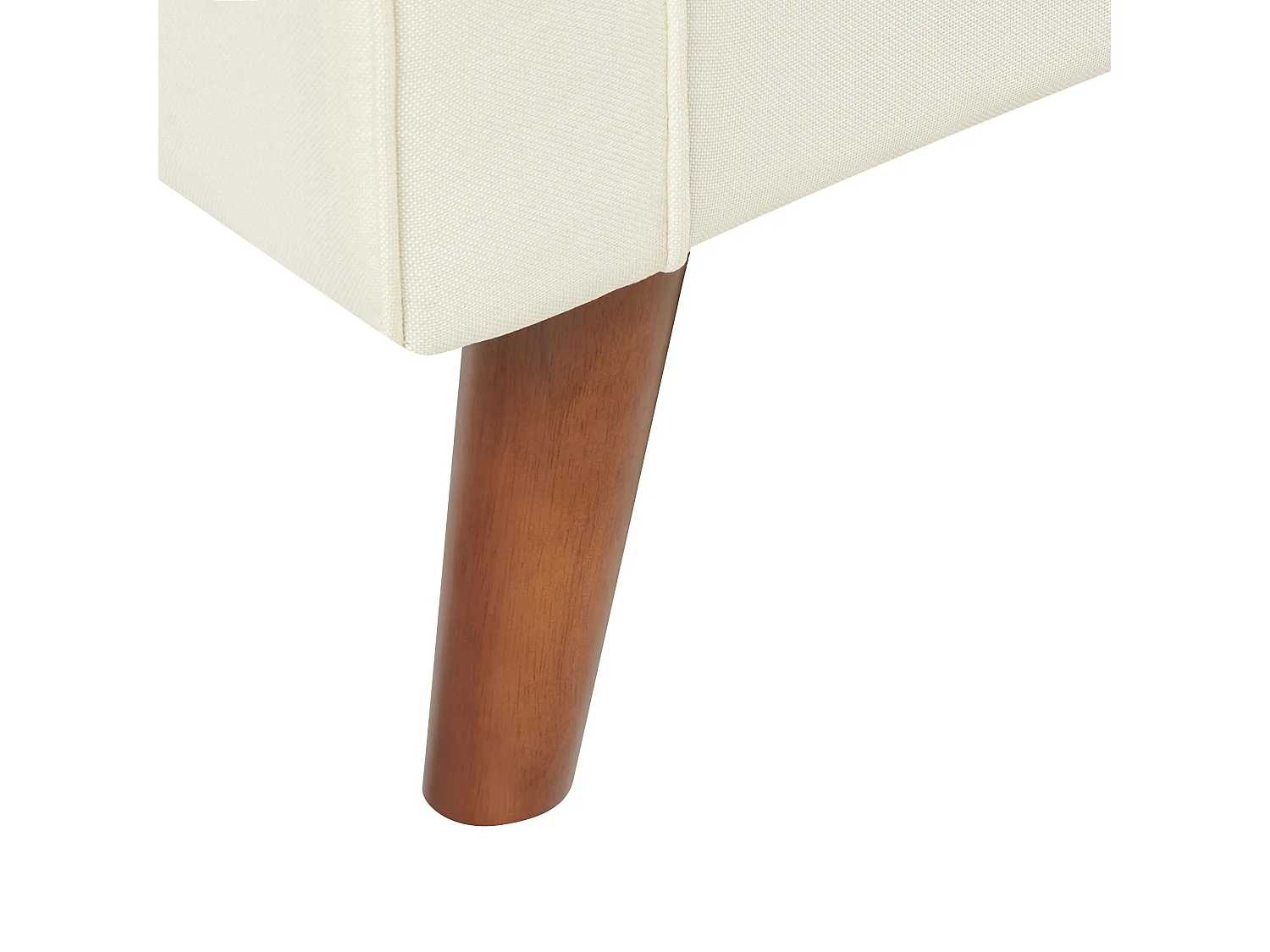 2-Sitzer Sofa Stoffbezug weiß mit hohen Holzbeinen dicken Sitzkissen Lokka