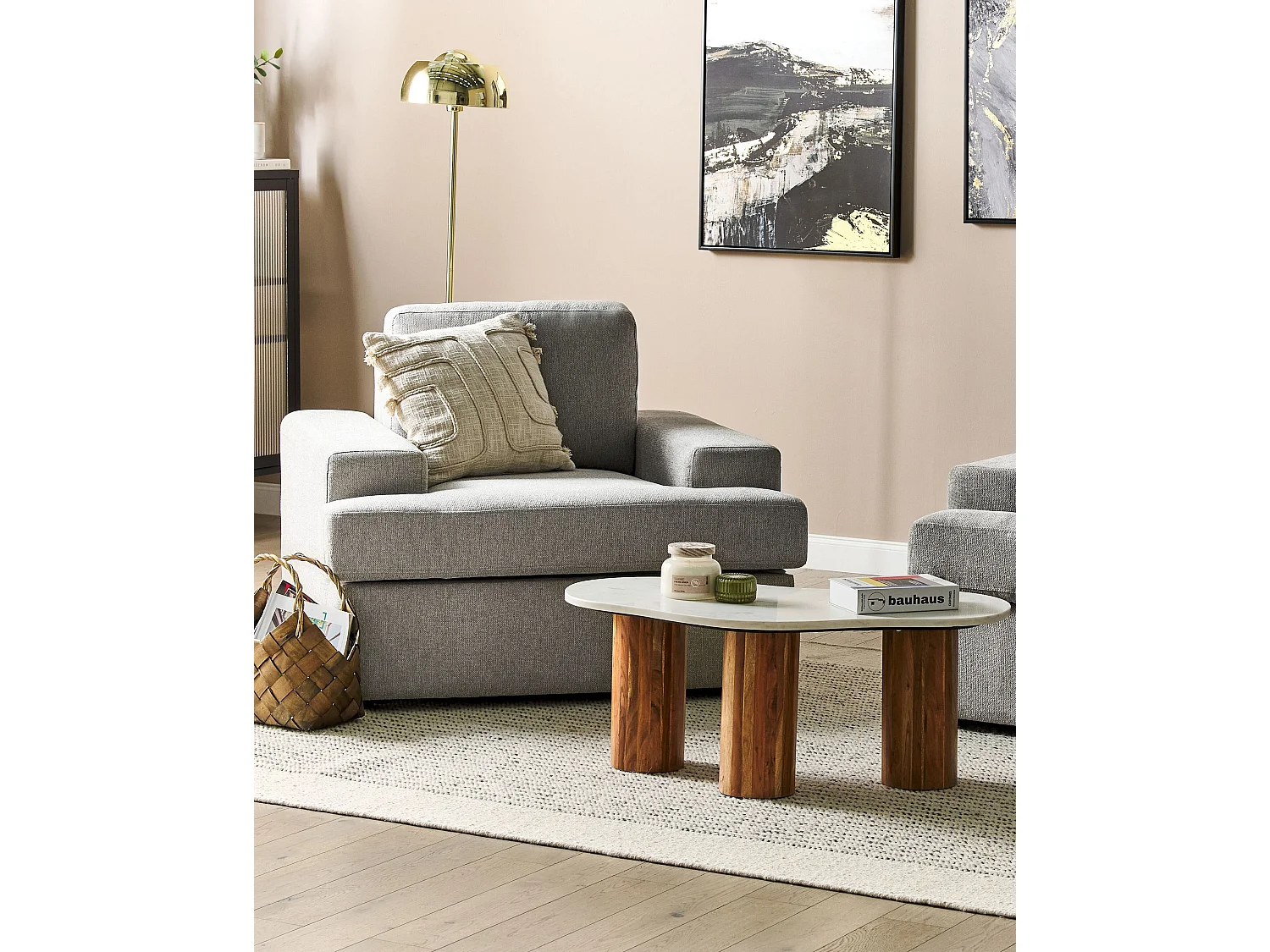 Fauteuil ALLA Tissu Gris clair