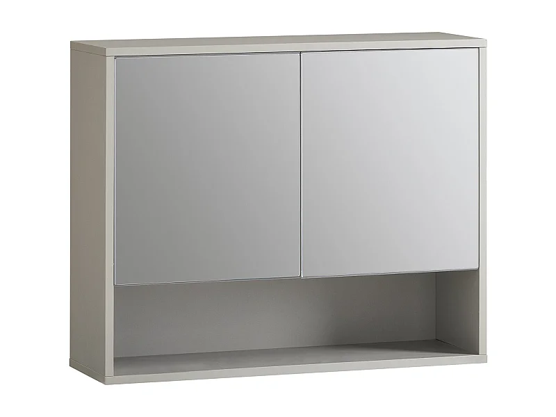 SoBuy Armoire Murale de Salle de Bain avec Miroir, Meuble de Toilette Suspendue Placard de Rangement, 60 x 20 x 49,5 cm, Gris, BZR134-NG
