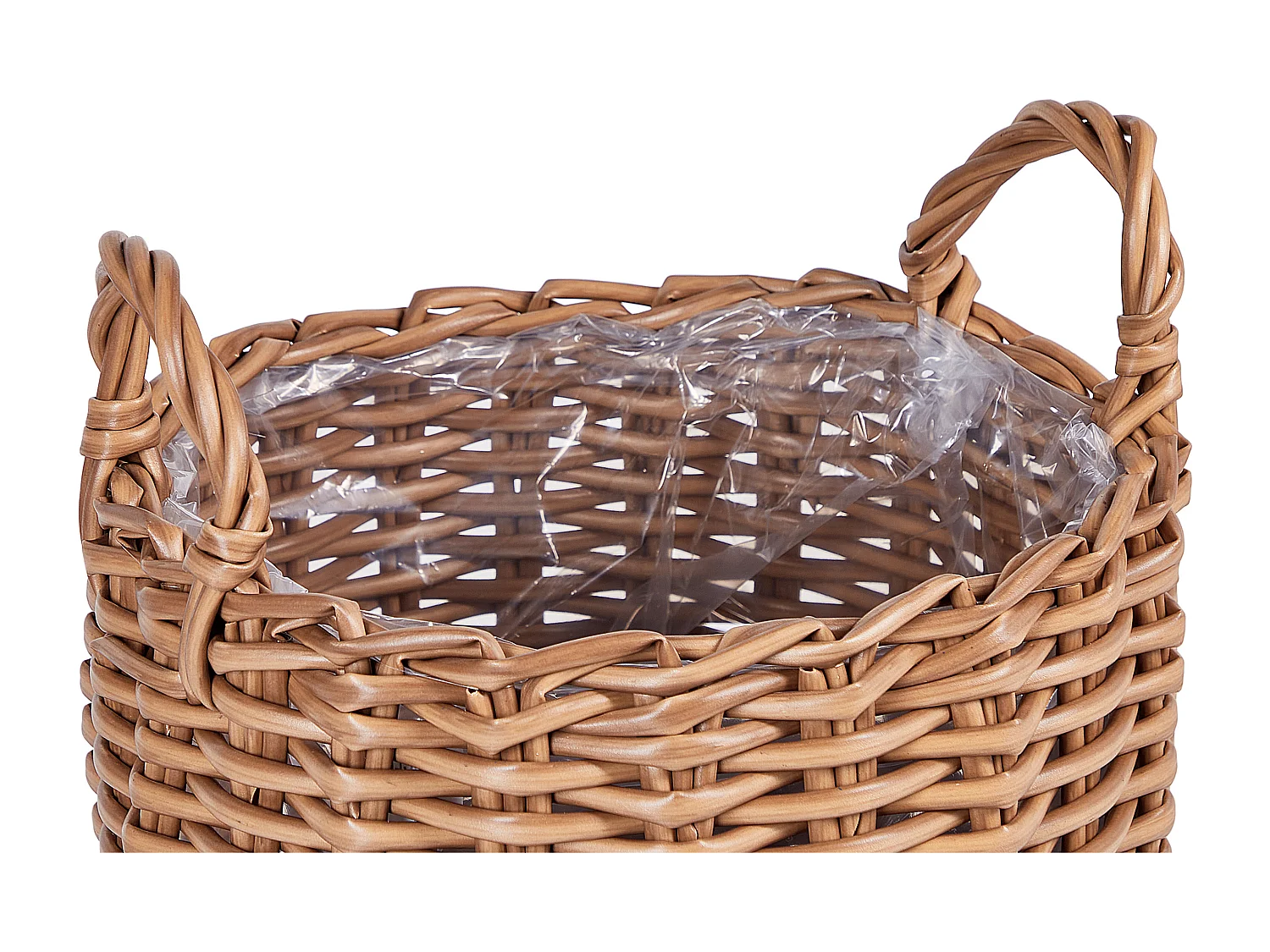 Set van 3 bloempotten AUCUBA PE rotan 26/34/44 cm Lichtbruin