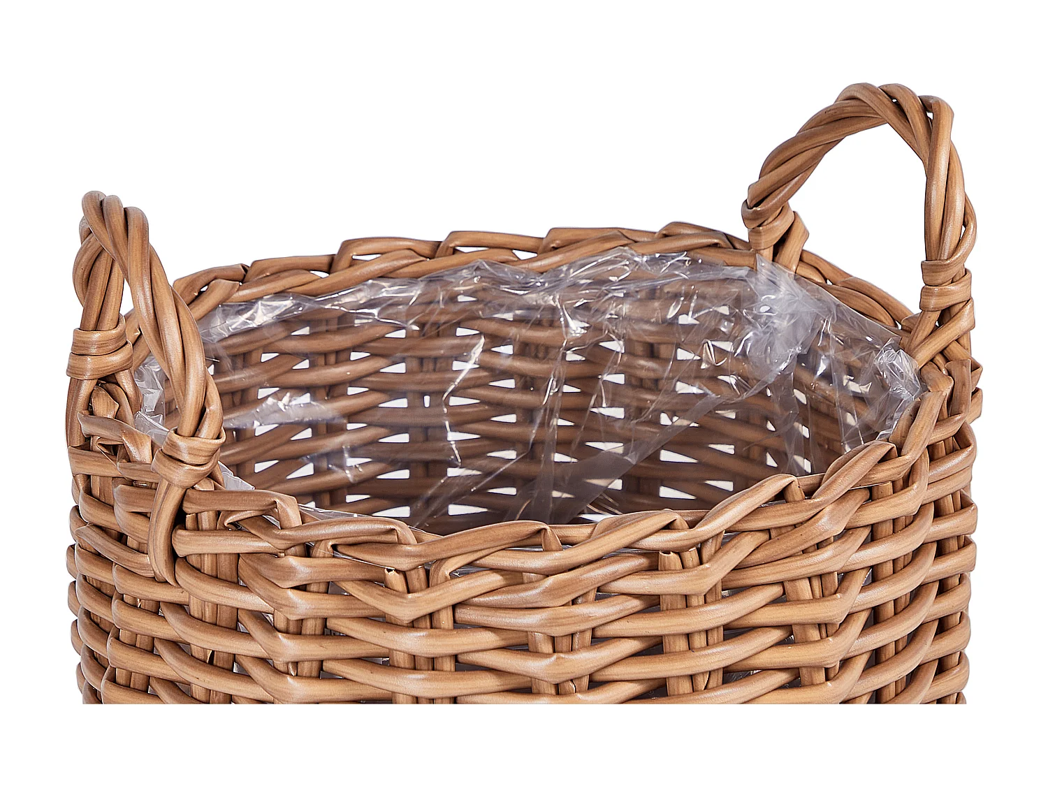 Set van 3 bloempotten AUCUBA PE rotan 26/34/44 cm Lichtbruin