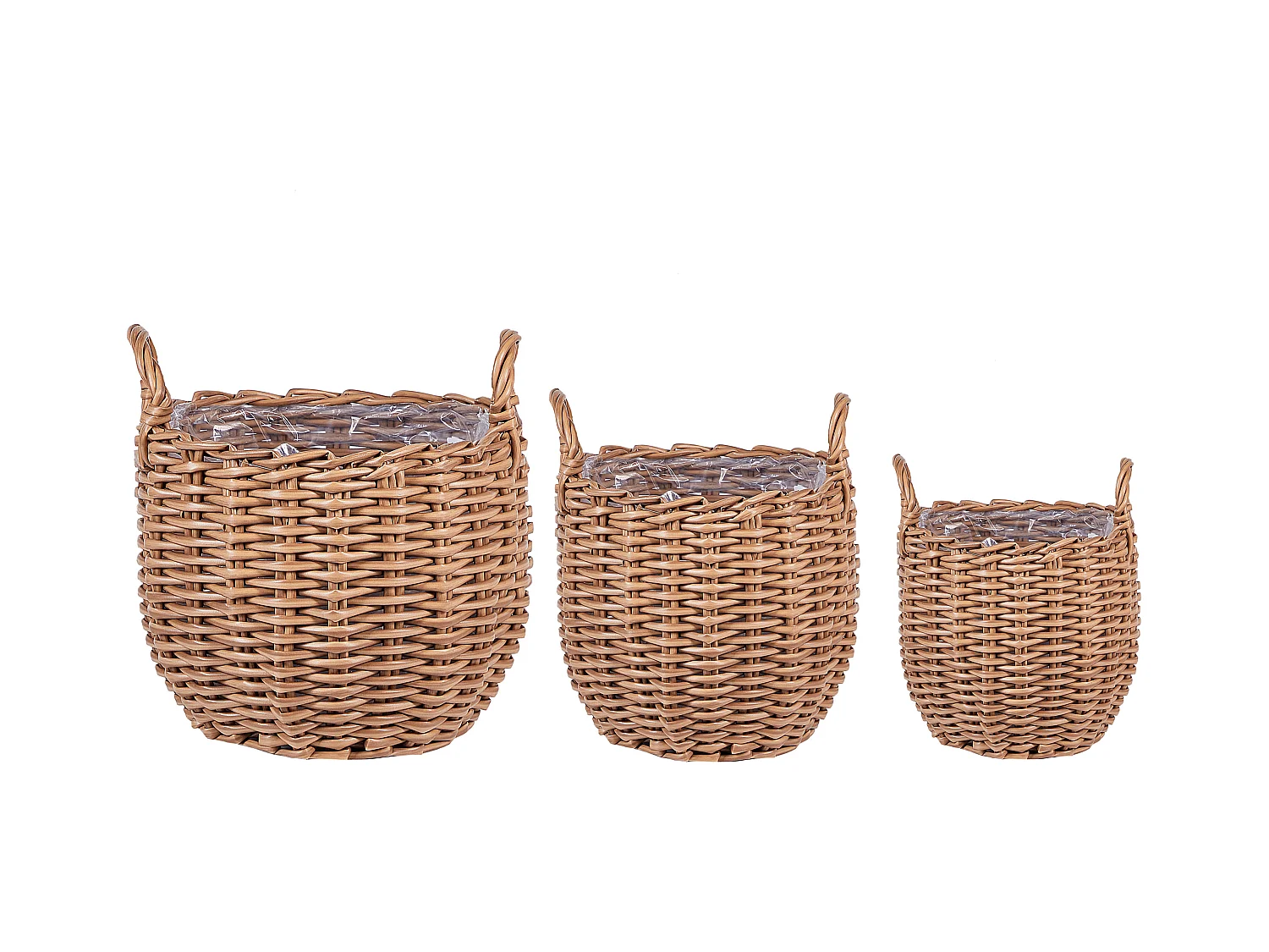 Lot de 3 pots de fleurs AUCUBA 26/34/44 cm Marron clair
