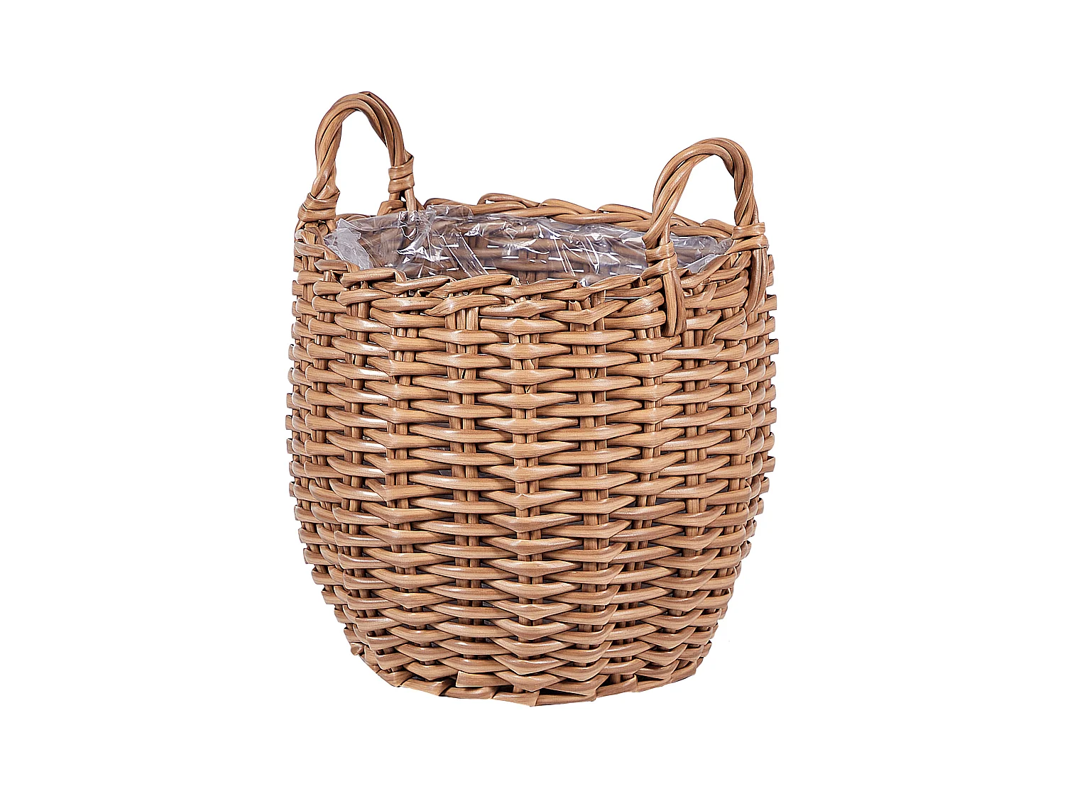 Set van 3 bloempotten AUCUBA PE rotan 26/34/44 cm Lichtbruin