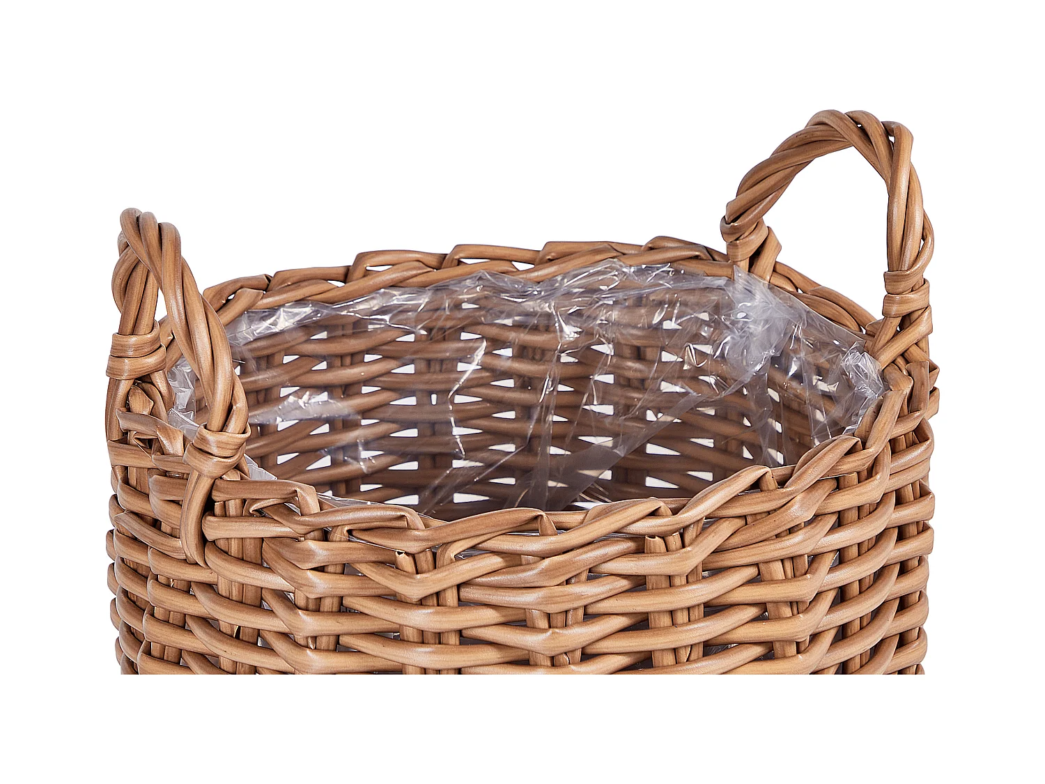 Set van 3 bloempotten AUCUBA PE rotan 26/34/44 cm Lichtbruin