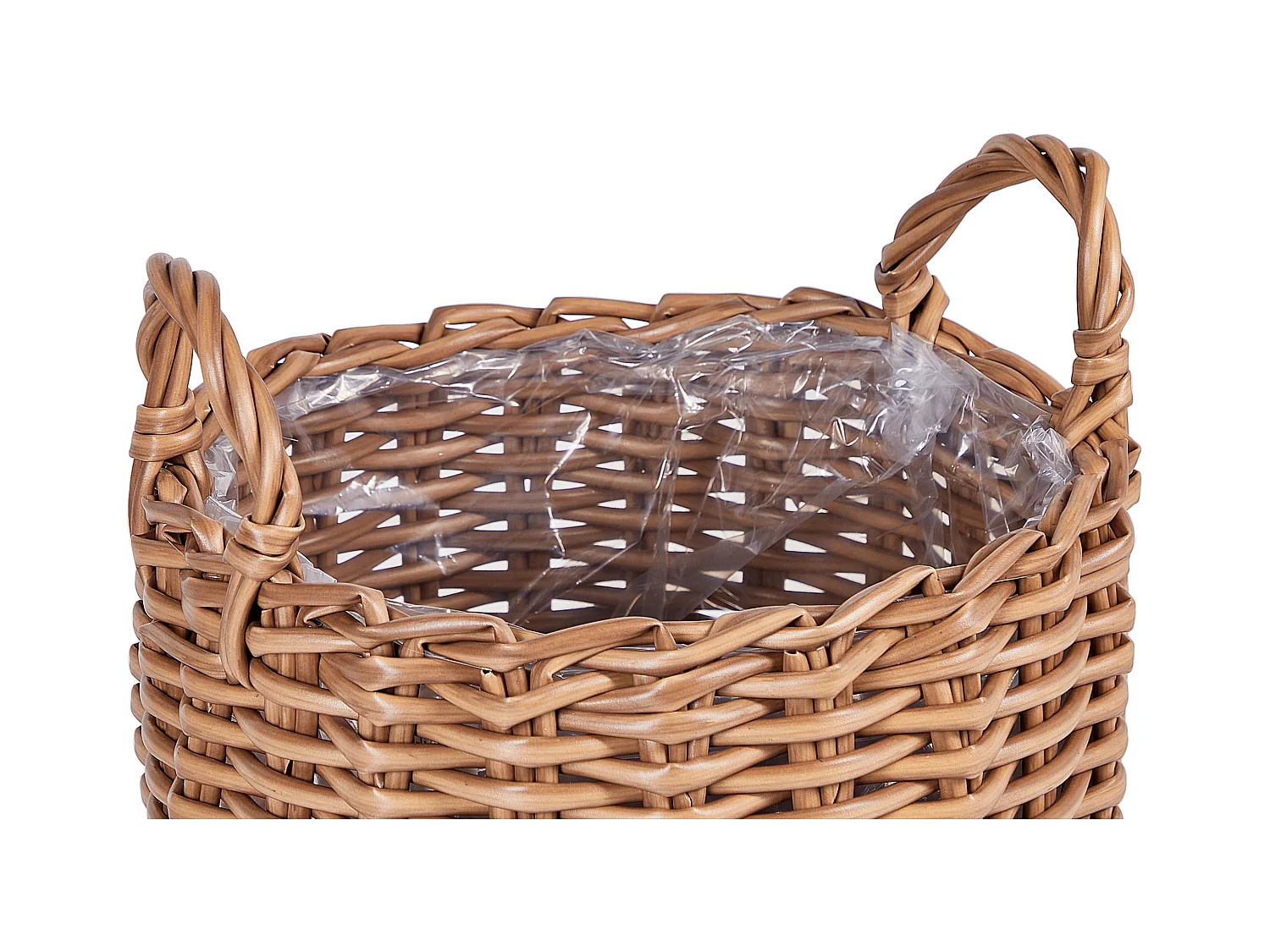 Set van 3 bloempotten AUCUBA PE rotan 26/34/44 cm Lichtbruin