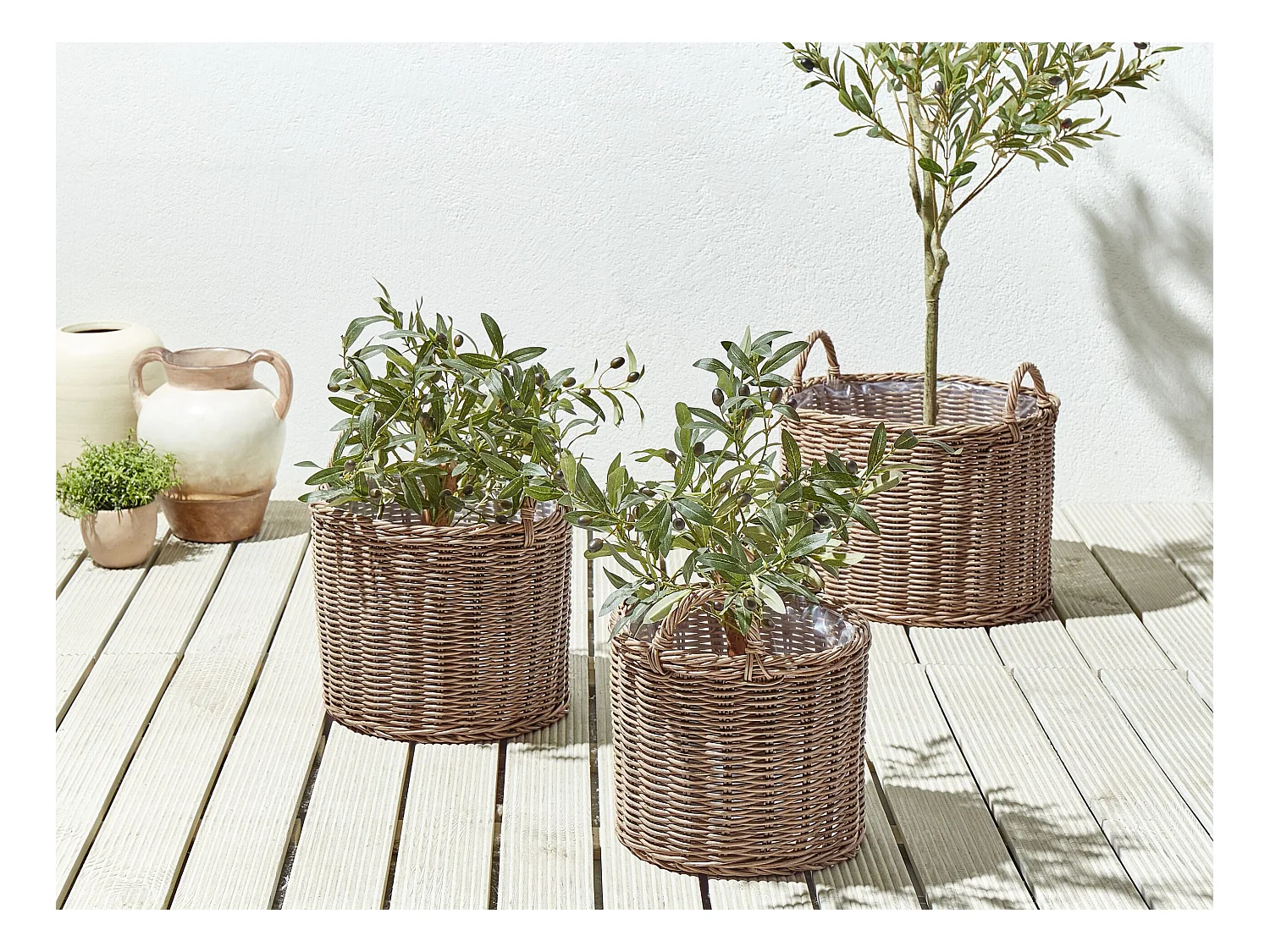Lot de 3 pots de fleurs PENDULA 33/37/45 cm Naturel