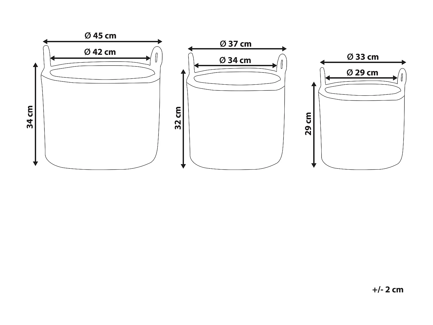 Blumenkorb Rattan braun 3er Set rund geflochten mit Folie Griffen Boho Pendula