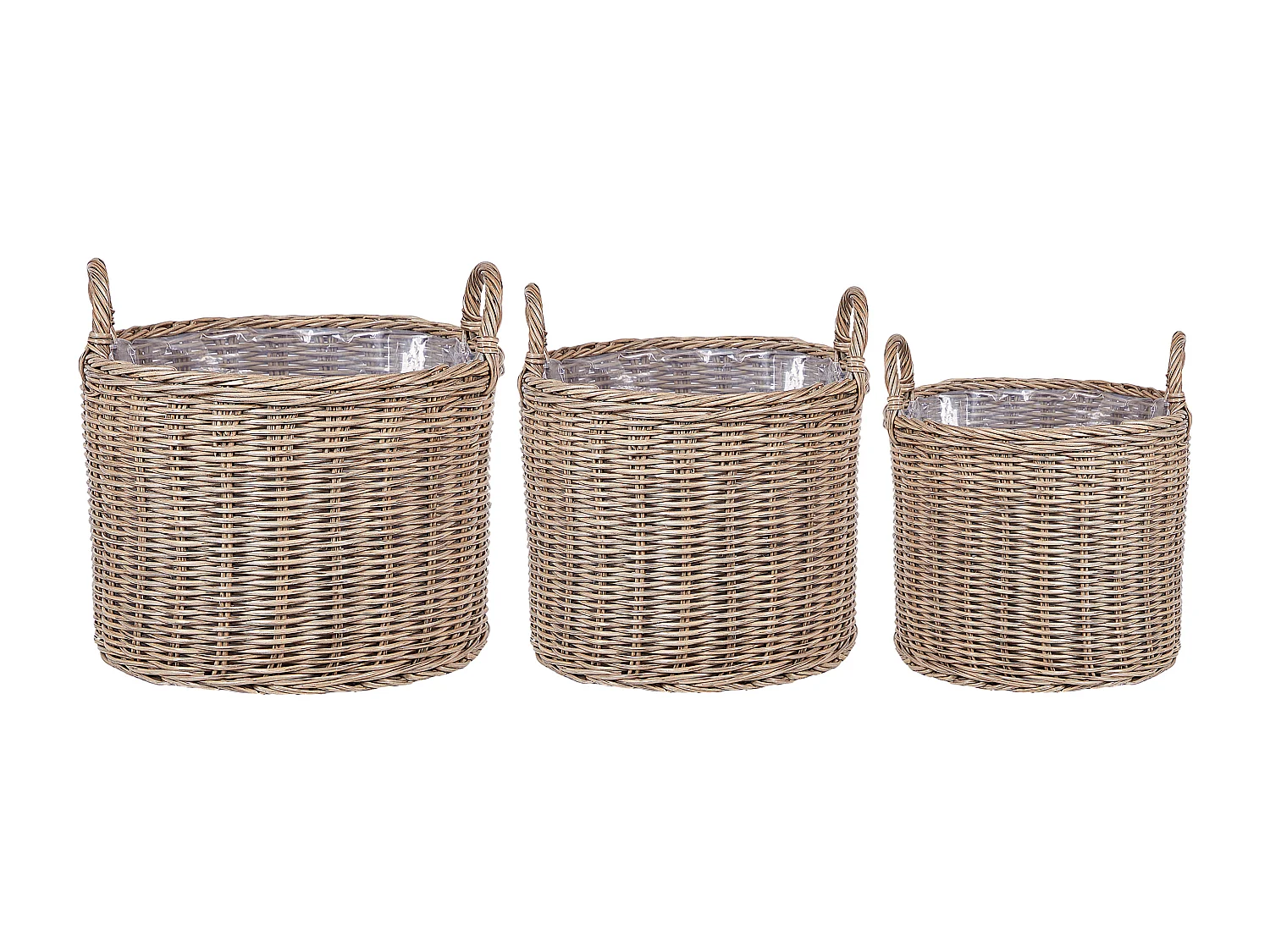 Set of 3 Wicker Planters PENDULA 33/37/45 cm Natural PE Rattan