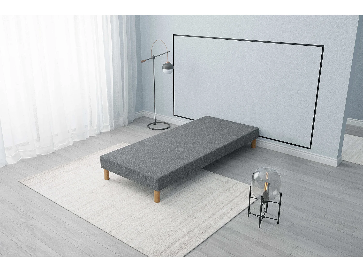 Sommier tapissier gris 100x200 + jeu de pied offert