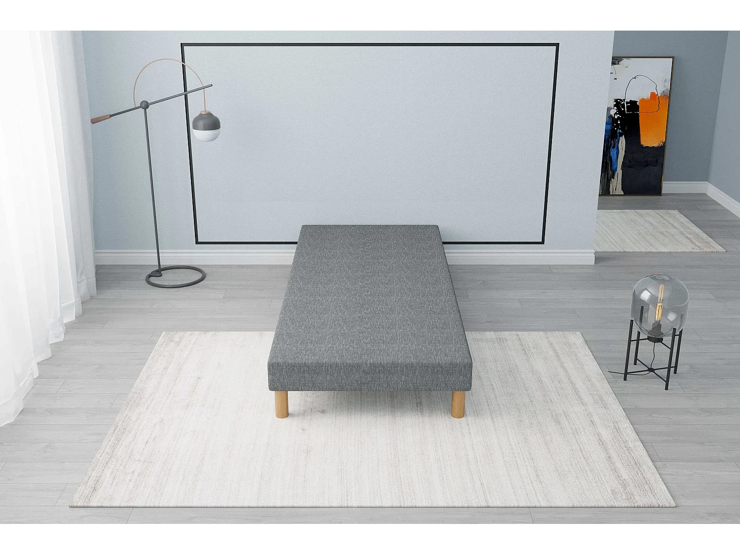 Sommier tapissier gris 100x190 + jeu de pied offert