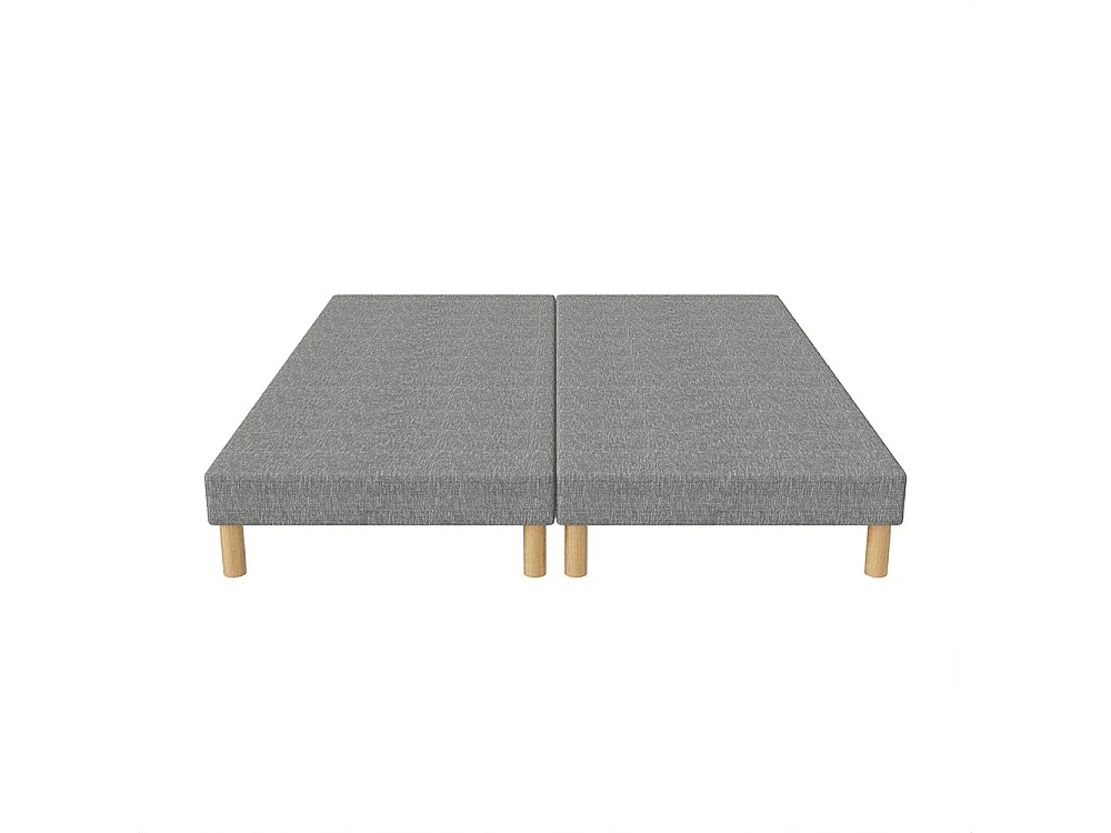 Sommier tapissier gris 200x200 (2x100x200) + jeu de pied offert. Fabrication francaise.