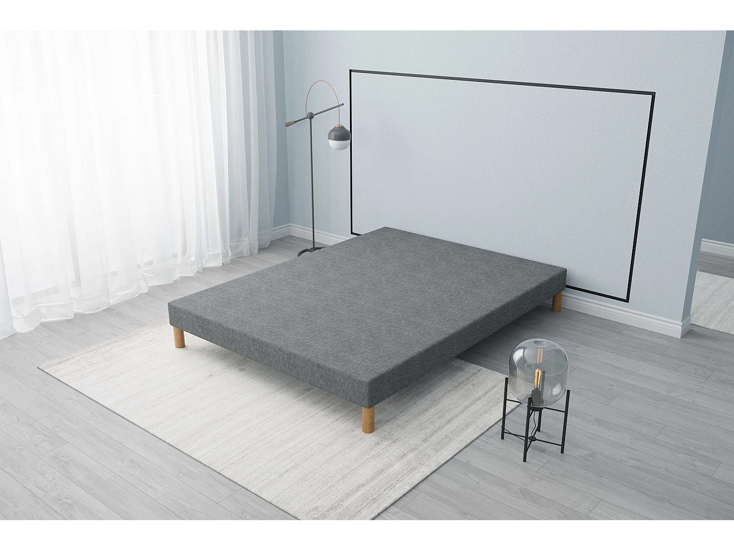 Sommier tapissier gris 160x200 + jeu de pied offert
