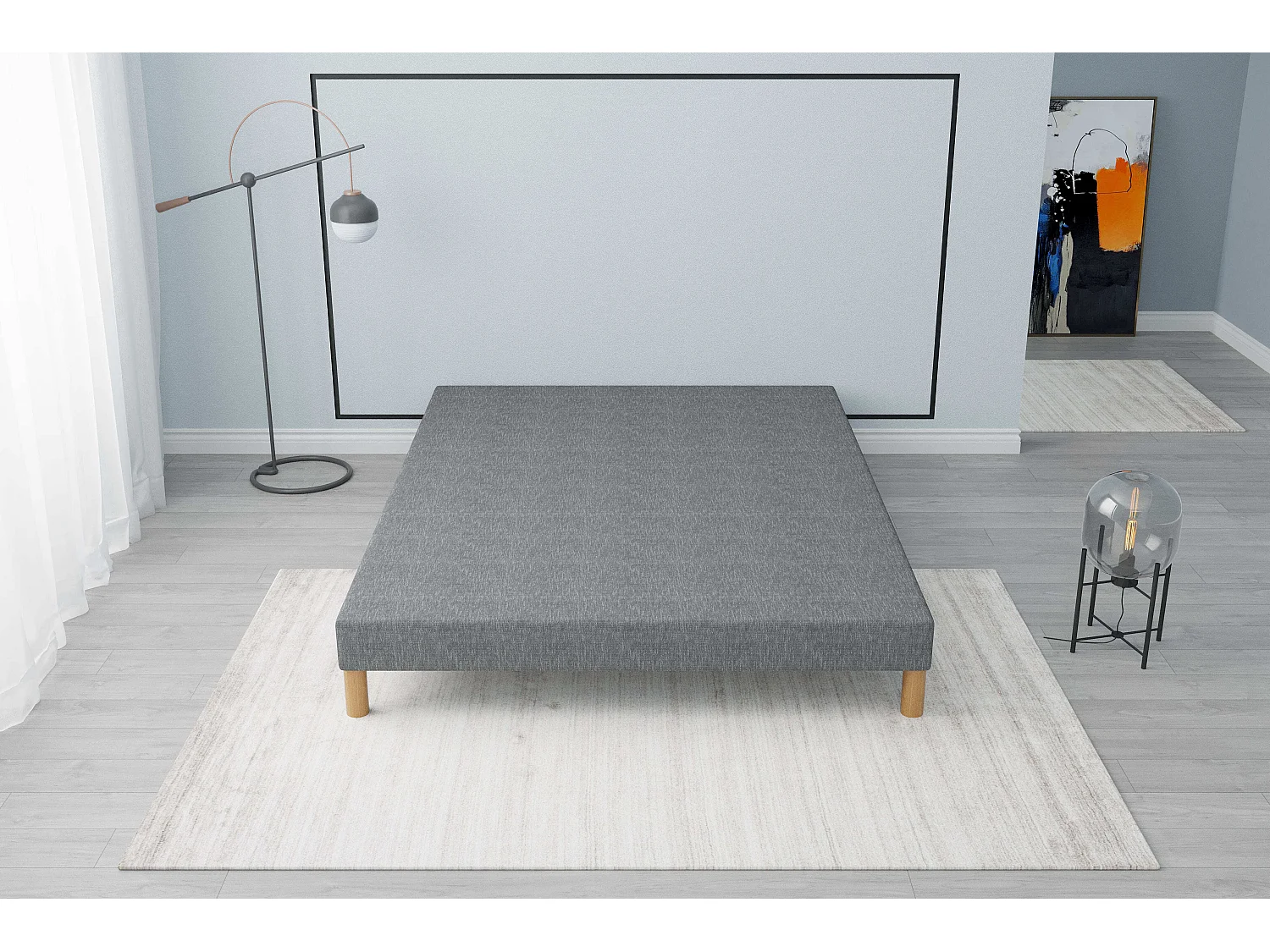 Sommier tapissier gris 160x200 + jeu de pied offert