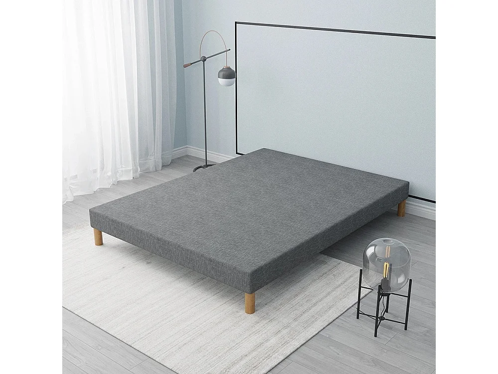 Sommier tapissier gris 160x200 + jeu de pied offert. Fabrication francaise.