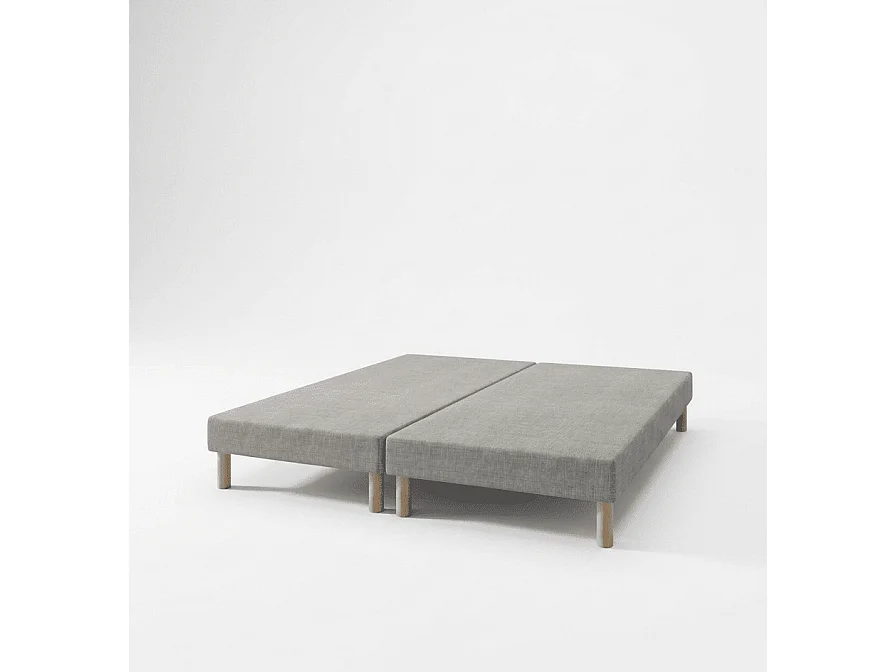 Sommier Tapissier First Gris 140x190 (2x70x190) Hauteur 30 cm 24 Lattes Fixes Pin Massif 8 Pieds Offerts Fabrication Française