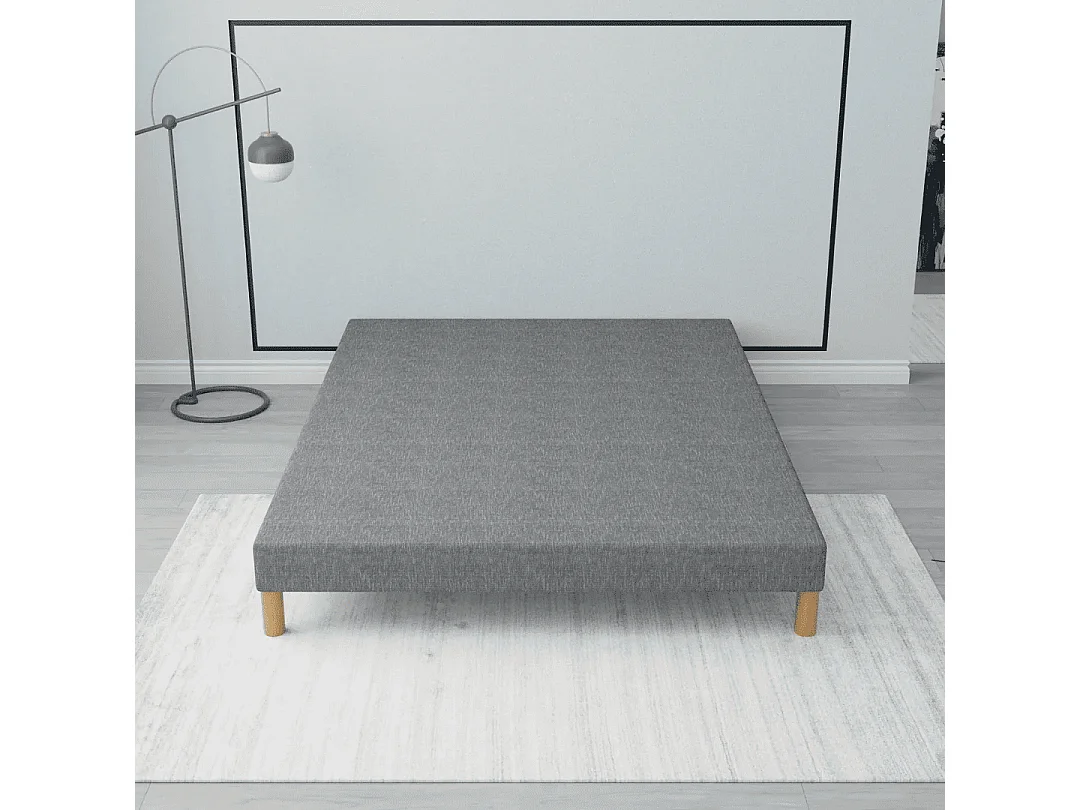 Sommier Tapissier First Gris 140x200 cm Hauteur 30 cm 12 Lattes Fixes Pin Massif 4 Pieds Offerts Fabrication Française
