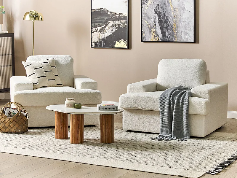 Fauteuil ALLA Bouclé Gebroken wit