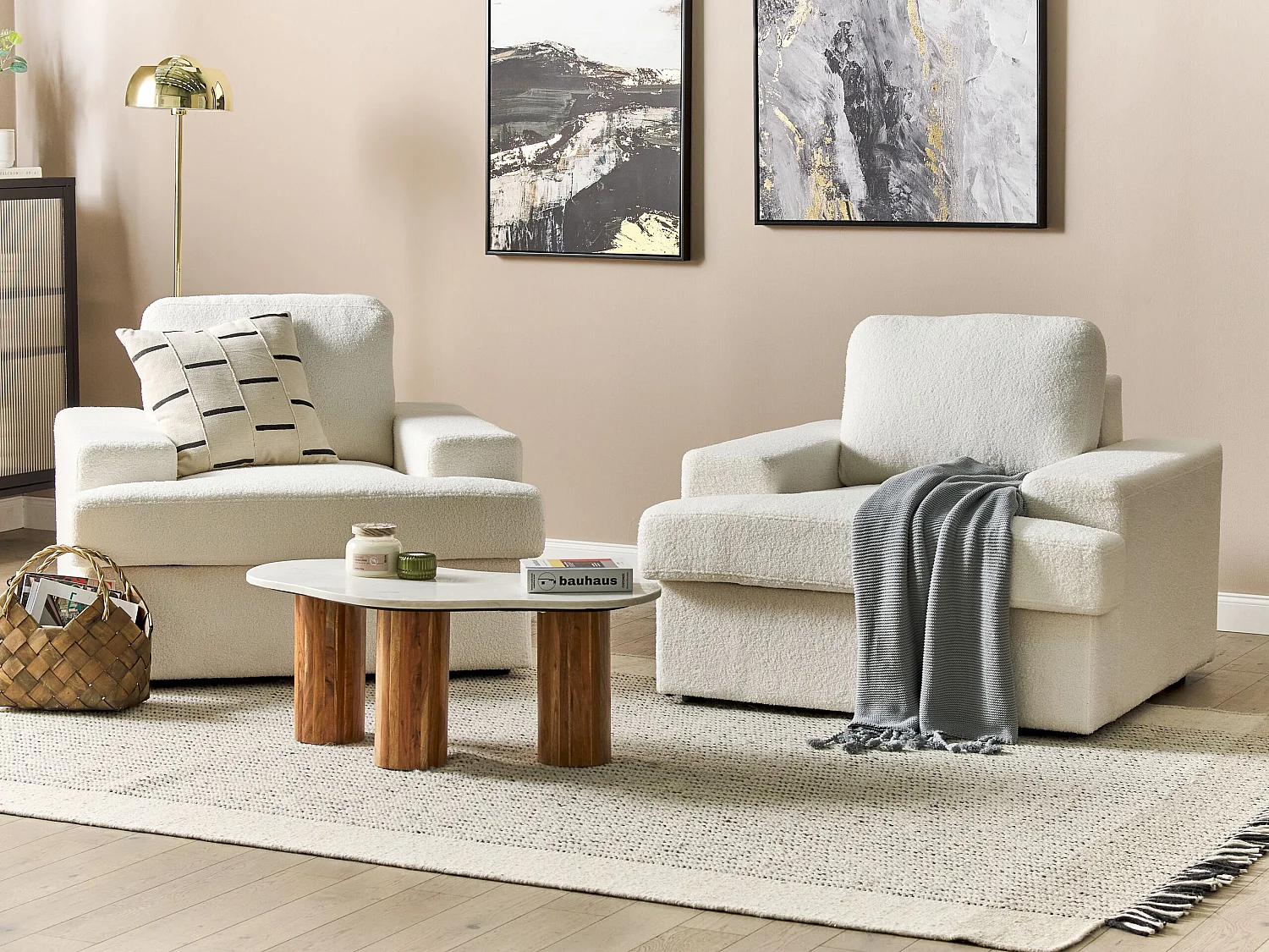 Fauteuil ALLA Bouclé Gebroken wit