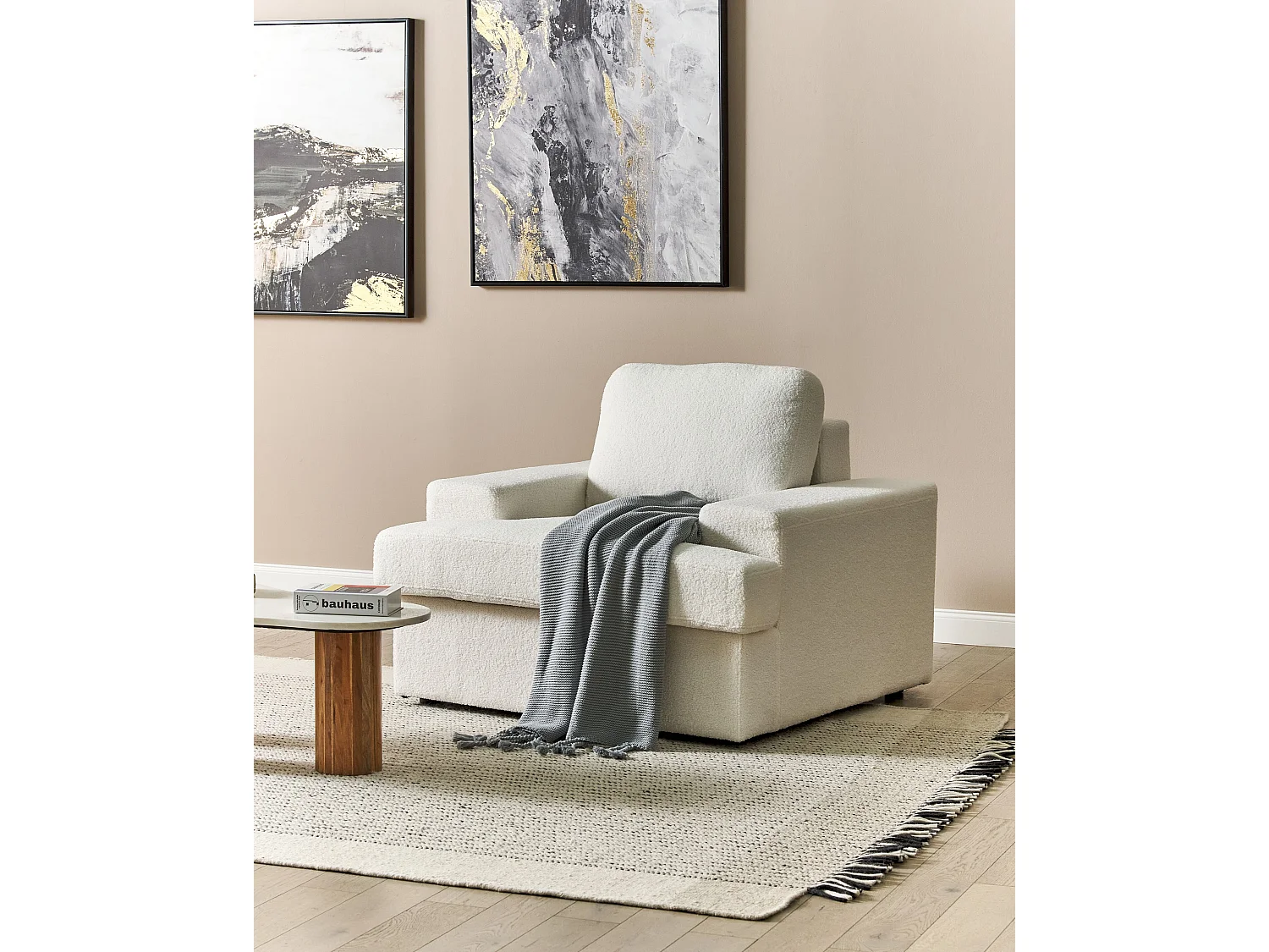 Fauteuil ALLA Bouclé Blanc cassé