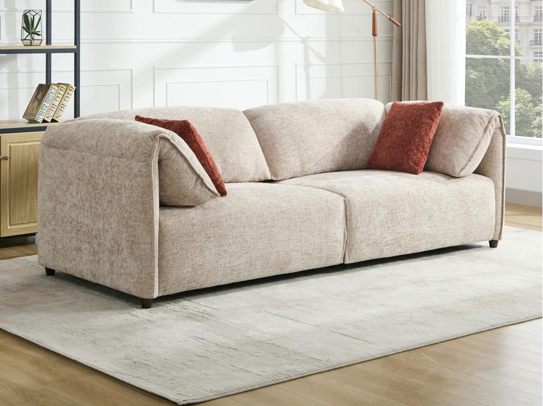 Canapé 3 places en tissu texturé beige LOUSOPA de Maison Céphy