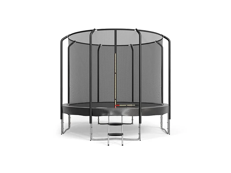Trampoline Semi-Pro 10FT / 305cm Noir avec Filet de sécurité, Tapis de saut, Coussin de protection, Echelle