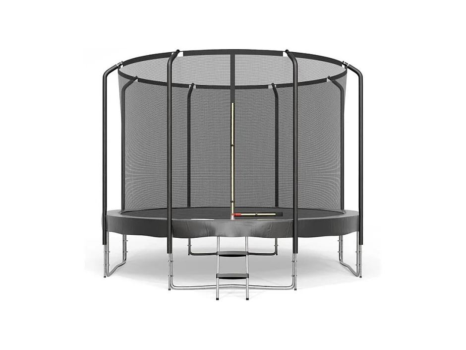 Trampoline Semi-Pro 12FT / 366cm Noir avec Filet de sécurité, Tapis de saut, Coussin de protection, Echelle