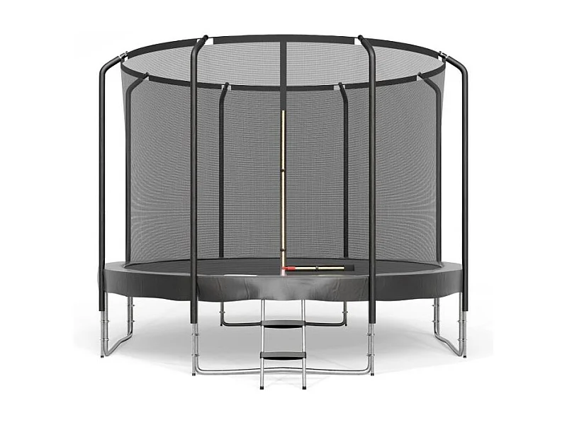 Trampoline Semi-Pro 12FT / 366cm Noir avec Filet de sécurité, Tapis de saut, Coussin de protection, Echelle