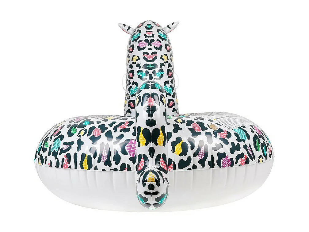 Bouée Gonflable XXL Chevauchable, Piscine & Plage, Flotteur Deluxe - Léopard 150x150x105cm