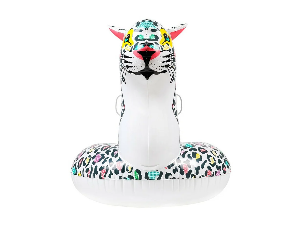 Bouée Gonflable XXL Chevauchable, Piscine & Plage, Flotteur Deluxe - Léopard 150x150x105cm