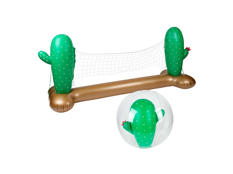 Filet de volley Gonflable et Flottant + Ballon Gonflable pour Piscine & Plage - Pack Sport Cactus