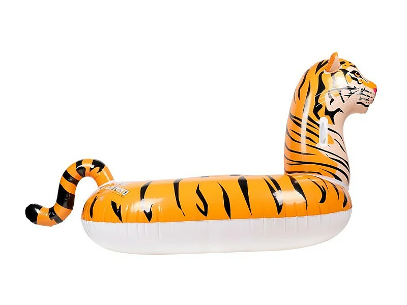 Bouée Gonflable XXL Chevauchable, Piscine & Plage, Flotteur Deluxe - Tigre - 150x105x100cm