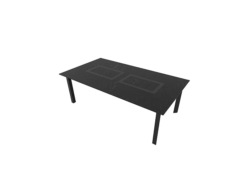 Table de jardin 8-10 personnes 220 X 120 X 75 cm - Noir effet marbré