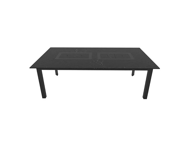 Table de jardin 8-10 personnes 220 X 120 X 75 cm - Noir effet marbré