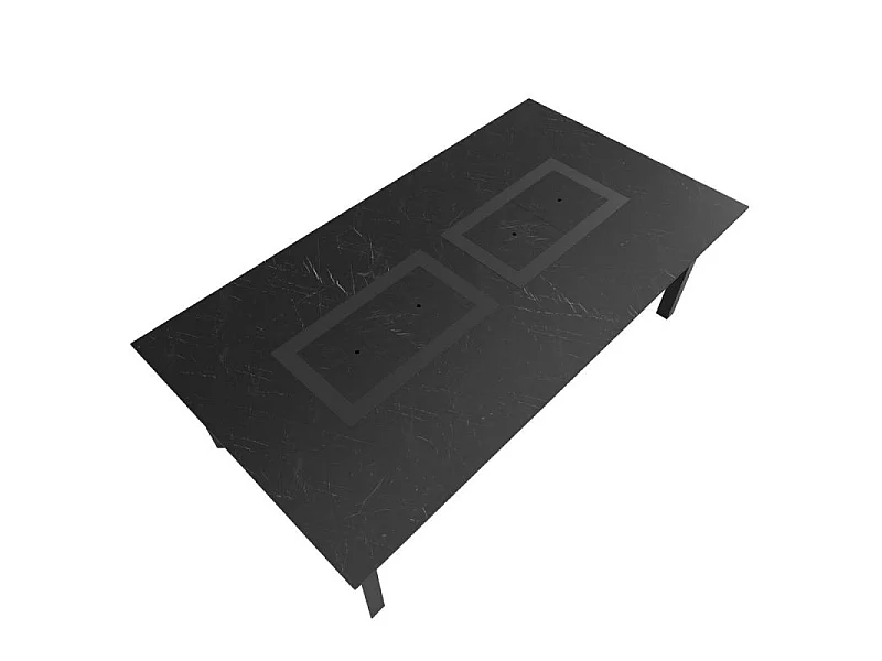 Table de jardin 8-10 personnes 220 X 120 X 75 cm - Noir effet marbré