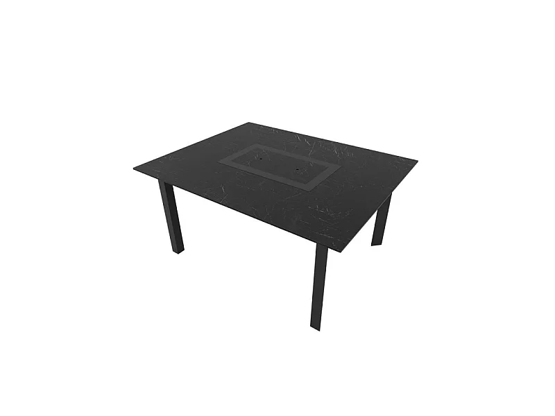 Table de jardin 6-8 personnes 150 X 120 X 75cm - Noir effet marbré