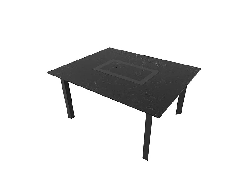Table de jardin 6-8 personnes 150 X 120 X 75cm - Noir effet marbré