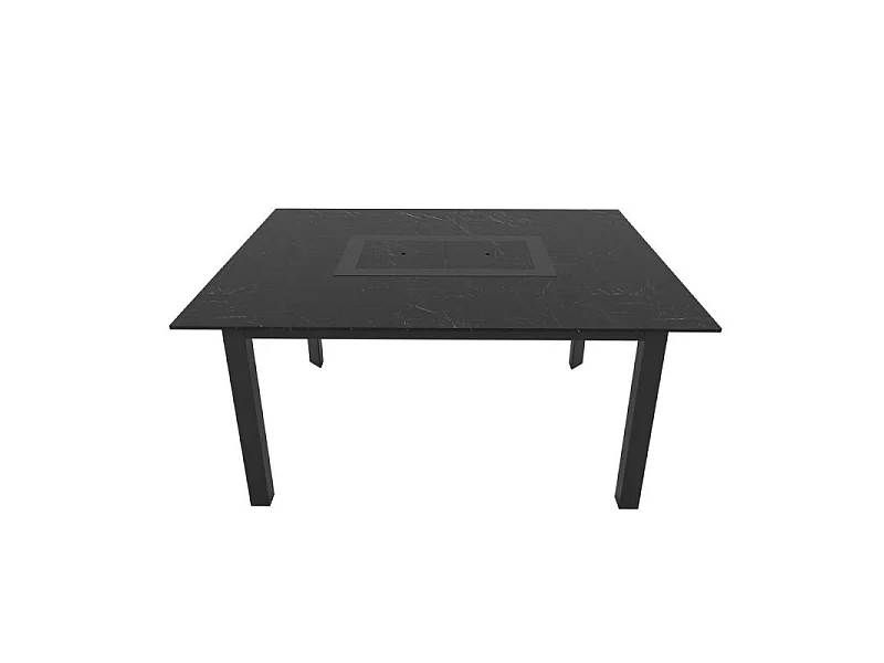 Table de jardin 6-8 personnes 150 X 120 X 75cm - Noir effet marbré