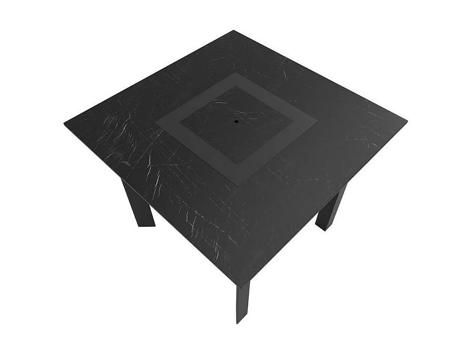 Table de jardin avec housse 4 personnes 90 X 90 X 75cm - Noir effet marbré