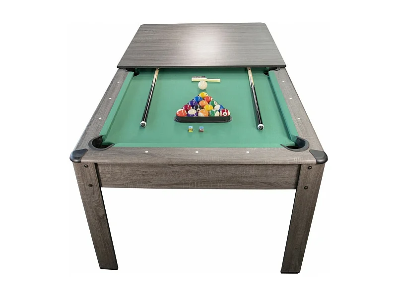 Billard Américain HARMONY 6Ft - 206,5 x 116,5 x 80 cm avec accessoires et plateau dînatoire - Gris