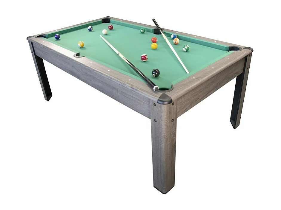 Billard Américain HARMONY 6Ft - 206,5 x 116,5 x 80 cm avec accessoires et plateau dînatoire - Gris