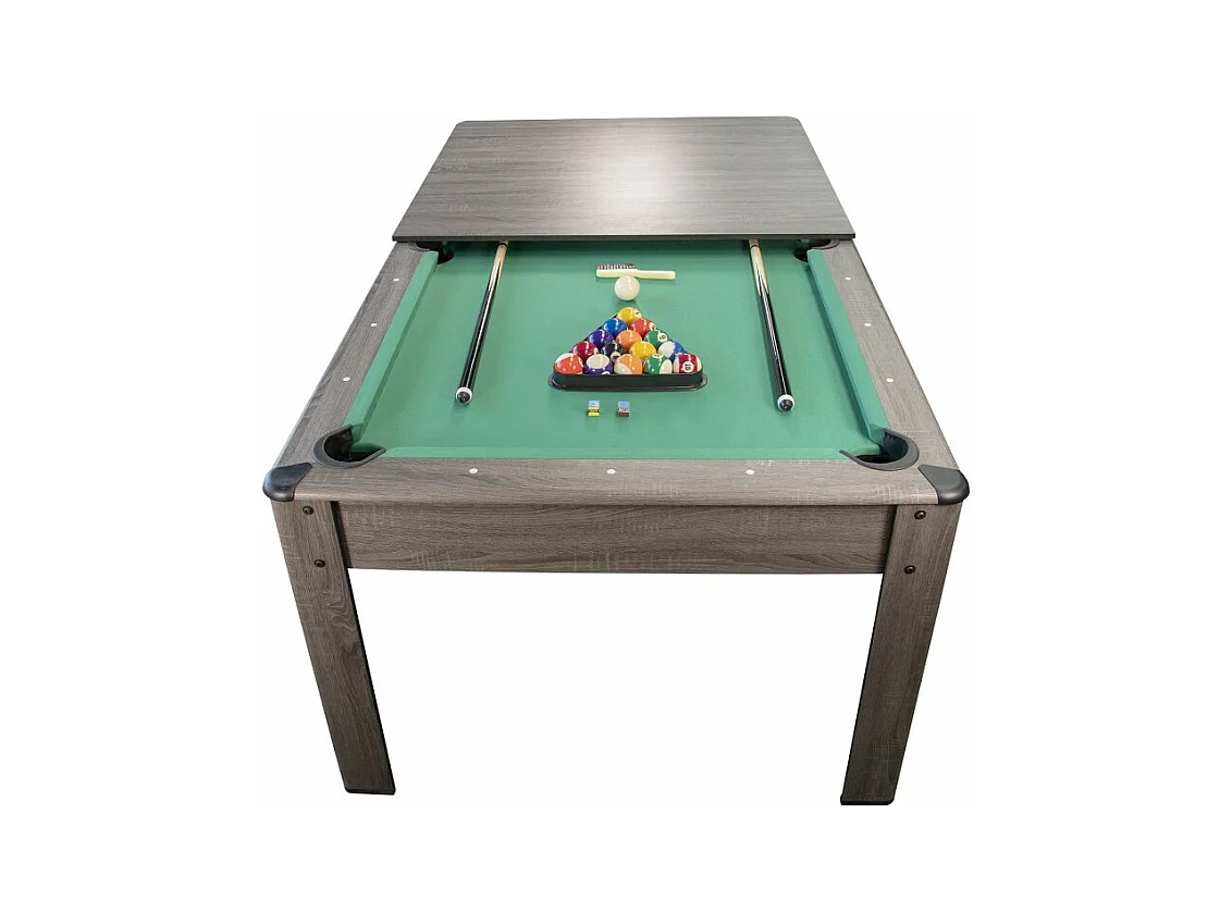 Billard Américain HARMONY 6Ft - 206,5 x 116,5 x 80 cm avec accessoires et plateau dînatoire - Gris